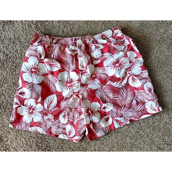 L.L. Bean Swim Trunks Men's Large Tropical Red Pockets - Picture 5 of 5